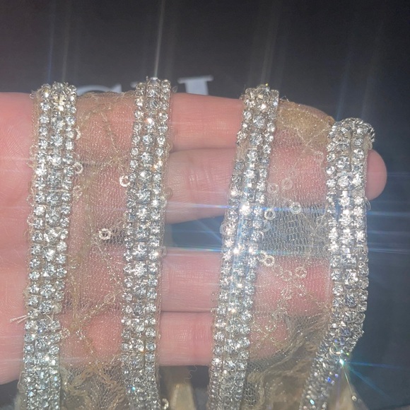 # Mac Duggal Gold Sequin Illusion Neck A Line Gown - Picture 3 of 17